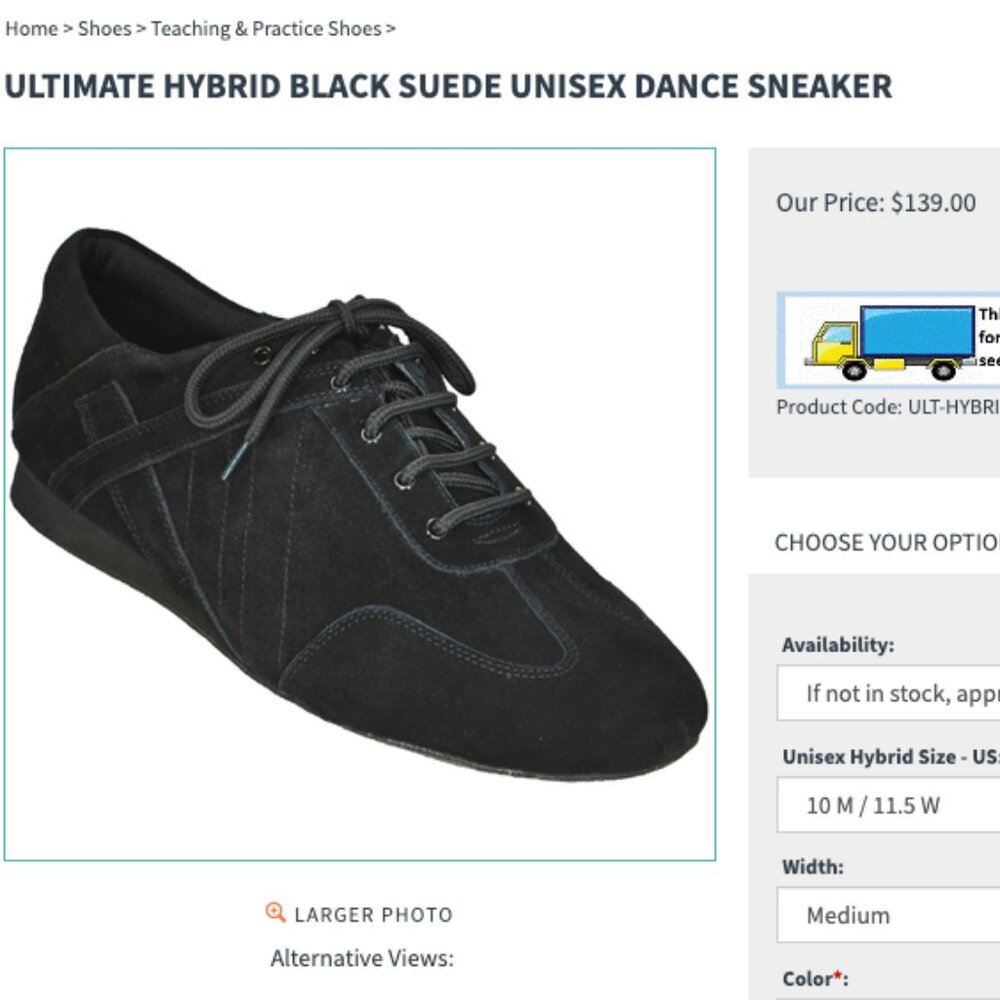 Ultimate Hybrid 0520 Black Suede/Leather Upper Unisex Dance Sneaker 10 MSRP $139 - Picture 13 of 14